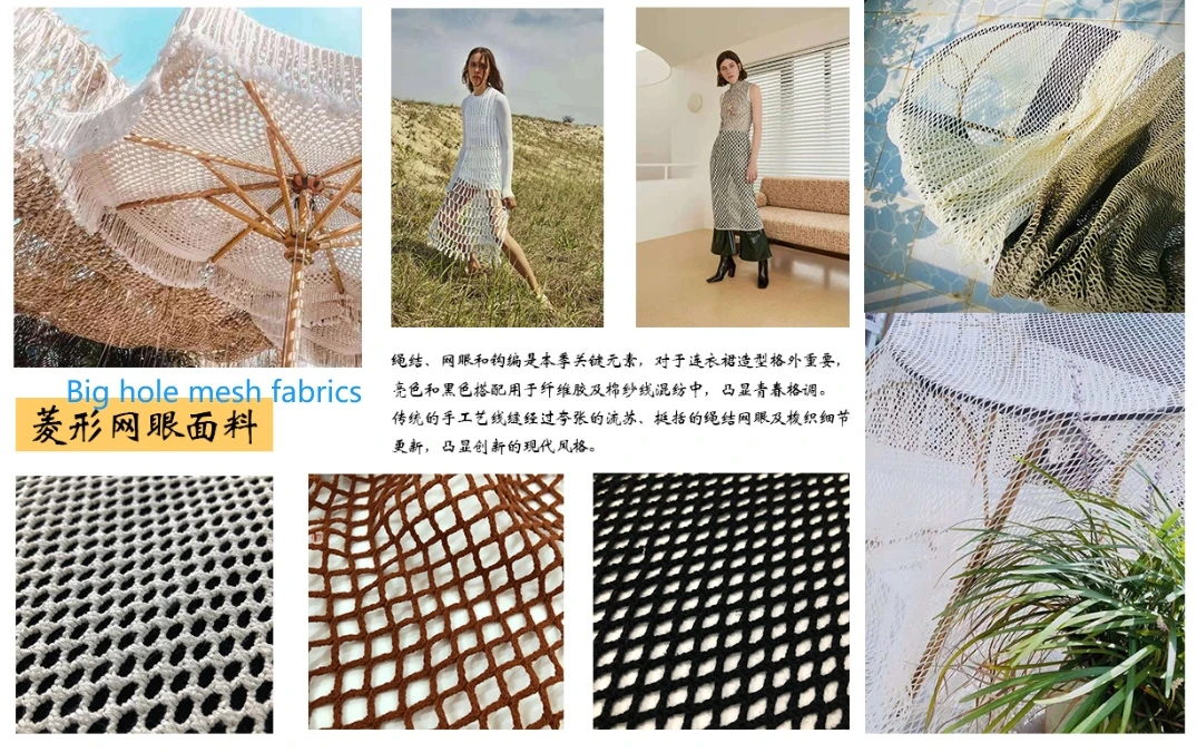 Hollow Hot Sell Green Jacquard Fabric Knitting Crochets cotton Open Weave Crochet Warp Knit Fabrics For Dress