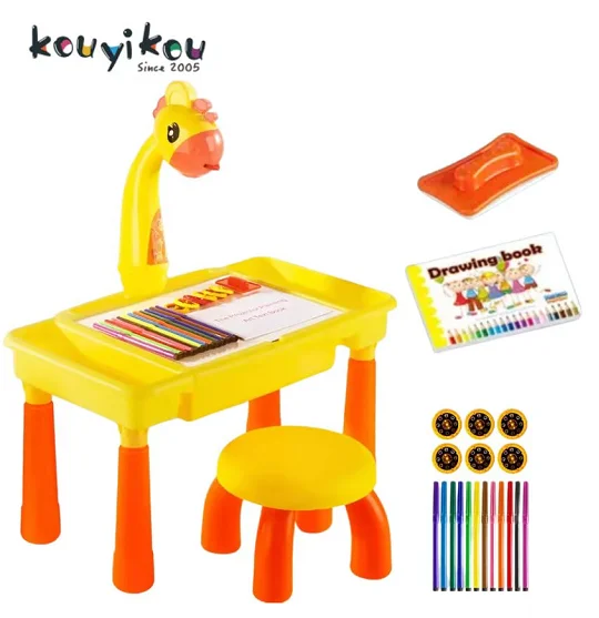 Kouyikou factory direct sale LED light erasable painting writing table set with water colorful pen art table for drawing