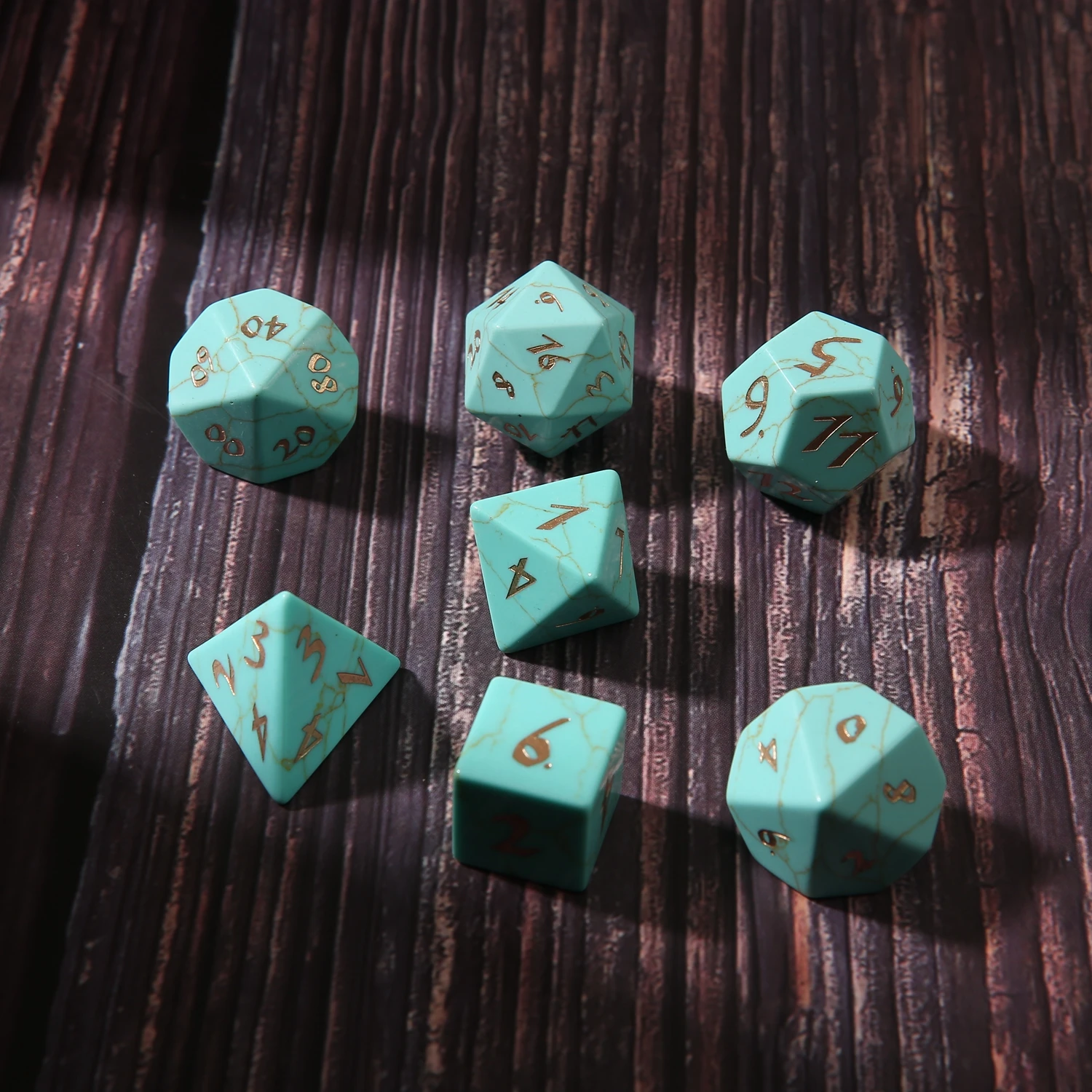 
Wholesale Turquoise exercise dice set polyhedral dungeons and dragons stone dice 7 pcs set font Z06 