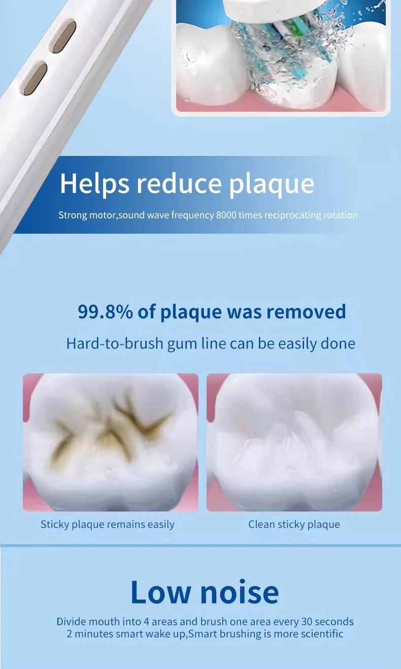 Black color series waterproof sonic electric toothbrush deep cleaning rotary tooth brush electric wireless