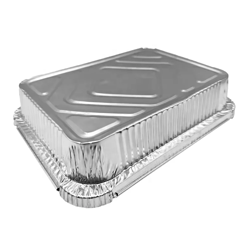 Deep Half Size Disposable Aluminum Food Baking Catering Trays with Lids Take-out Pack Aluminum Foil Container