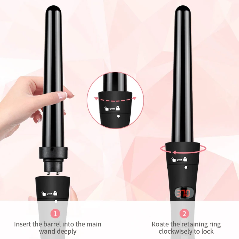 curling wand with 5 Attachments Ceramic interchangeable Hair Curler magic curl tongs hair curling iron curler wand