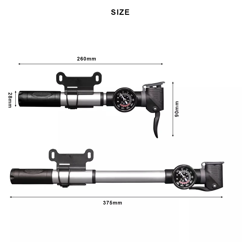 Bicycle Inflator 160 PSI Gauge With Pressure Gauge Cycling Mini Portable Manual Pump Suitable For MTB Road Bike Pump Accessories