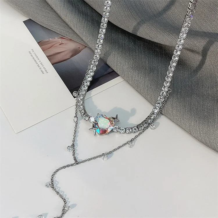 Любовь Кристальное ожерелье День Святого Валентина серьги в форме сердца, для девочек, для женщин, ювелирные изделия, Кулон, Ожерелье