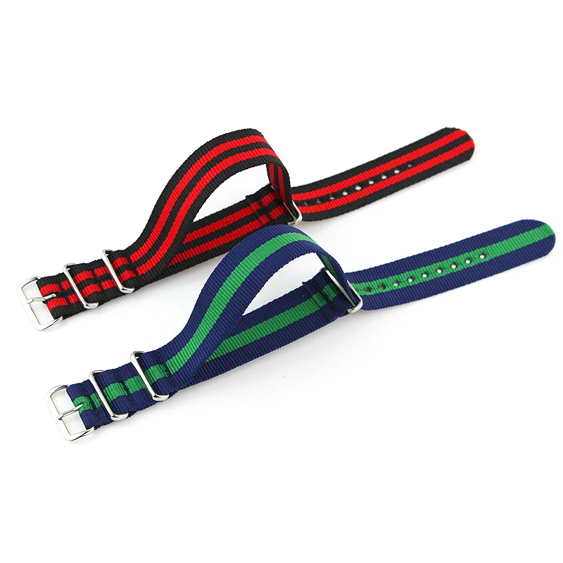 Have stock fashionable nylon watch strap watch band Solid Color Watch Belts with all metal buckle