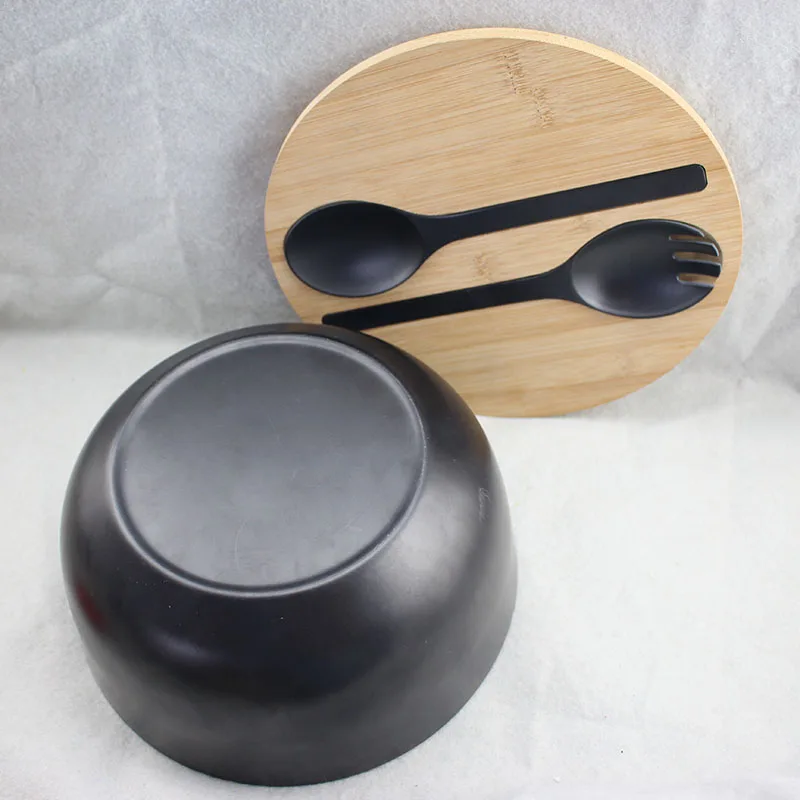 large round serving mixing painted color lacquer corn starch bamboo fiber rice soup fruit salad bowl bowls set with lid