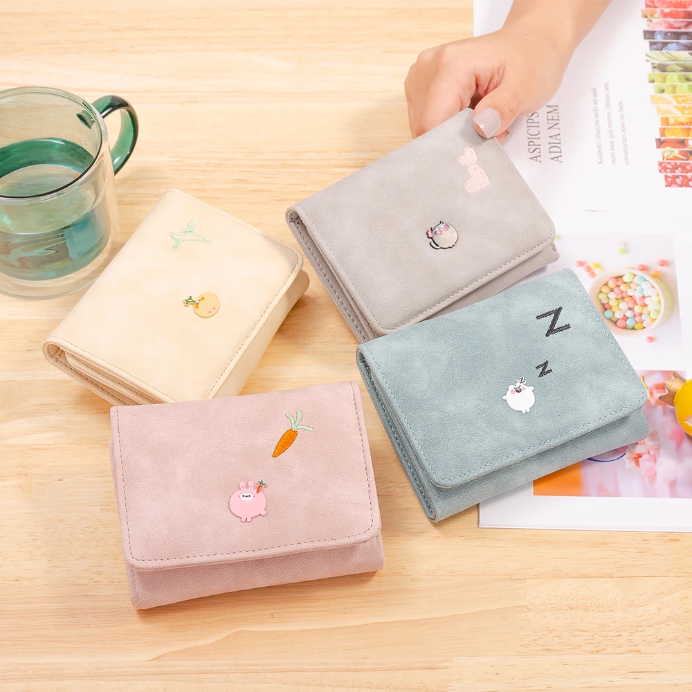 China factory hot sale Women Cute Cartoon embroidery Wallet Long Creative Card Holder Casual Girl Wallet