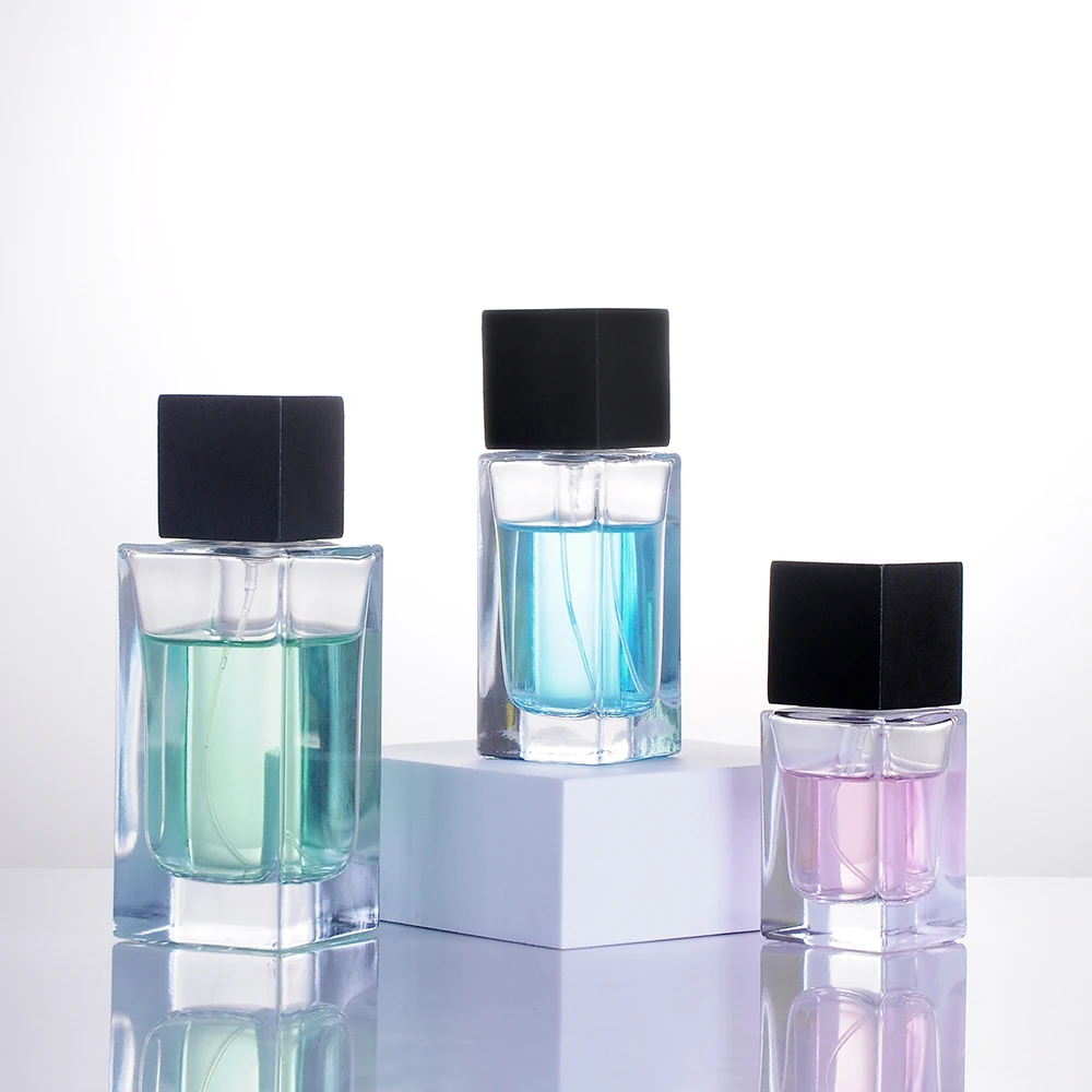 Wholesale Square Botol Parfum Glass Luxury Perfume Bottle 30ml 50ml 100ml With Gift Box