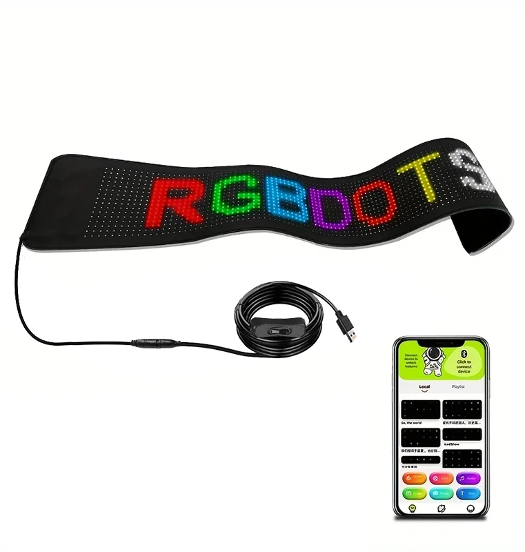 Programmable Flexible LED Display Screen Car Scrolling Advertising RGB Messages LED Display Board RGB Car Sign Soft LED Panel