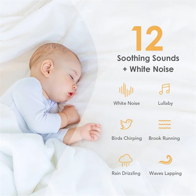 Onefire Baby Projector Night Light 12 Soothing White Noise Machine Kids Night Light Projector 16 Colors Portable Sound Soother
