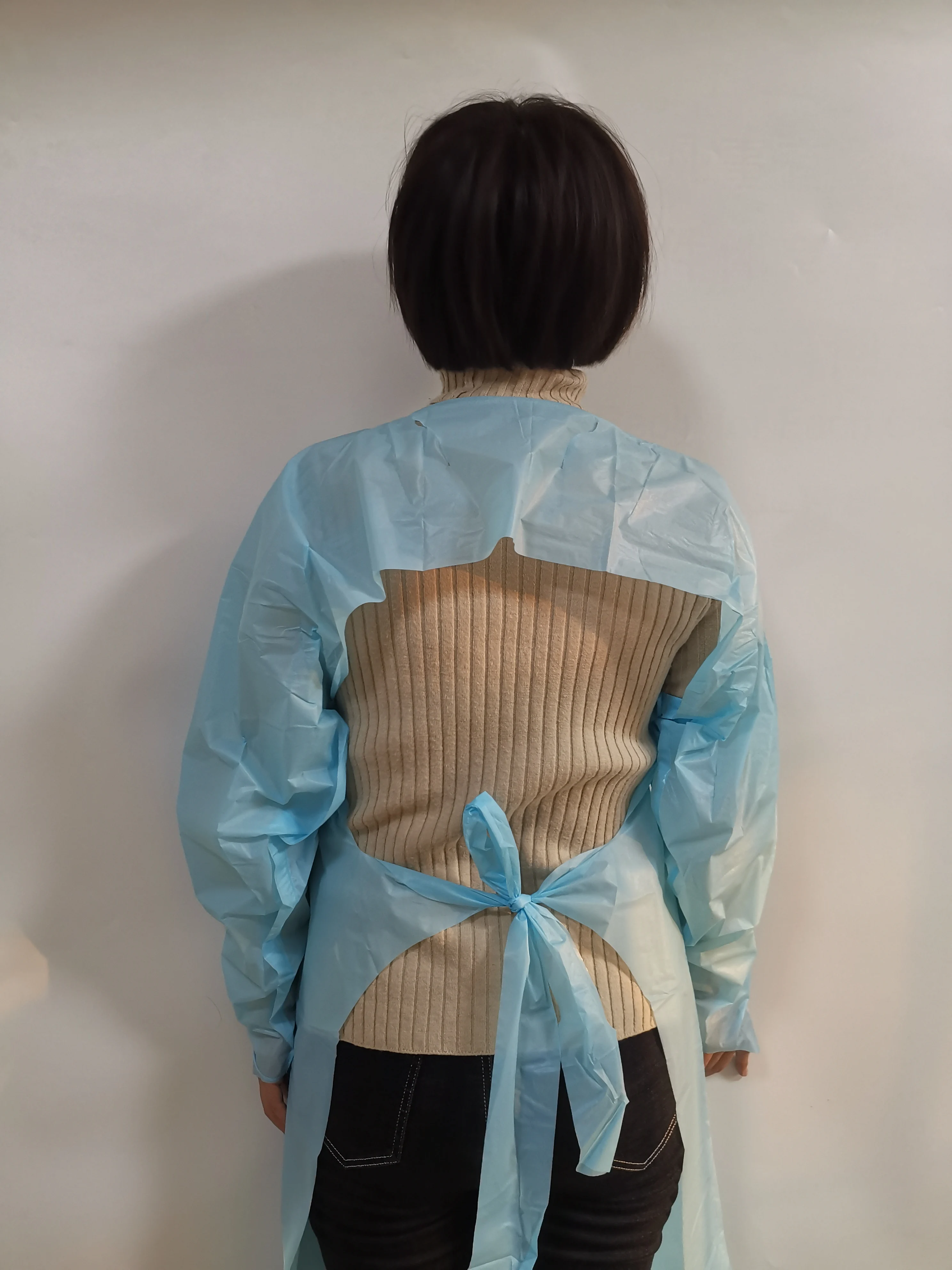 Eco-friendly CPE  PE Apron Disposable with Sleeves Waterproof Plastic Gown