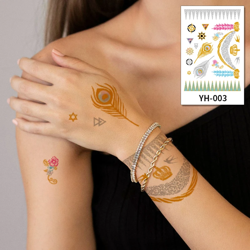 New beauty designs gold body sticker long lasting waterproof temporary sticker tattoo