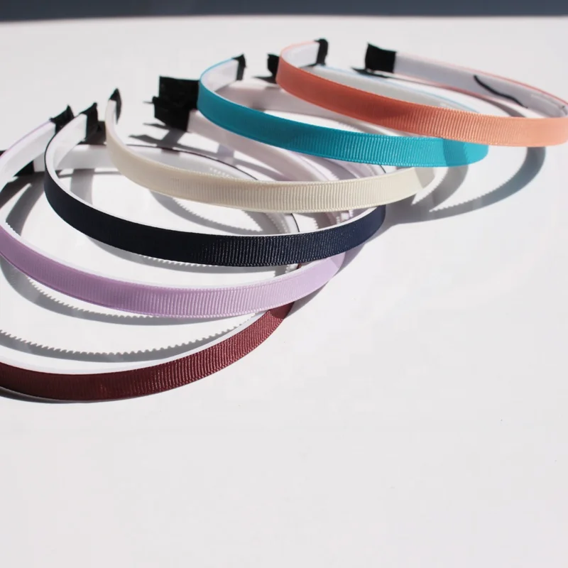 10mm Plastic  Headband Covered With Grosgrain Ribbon