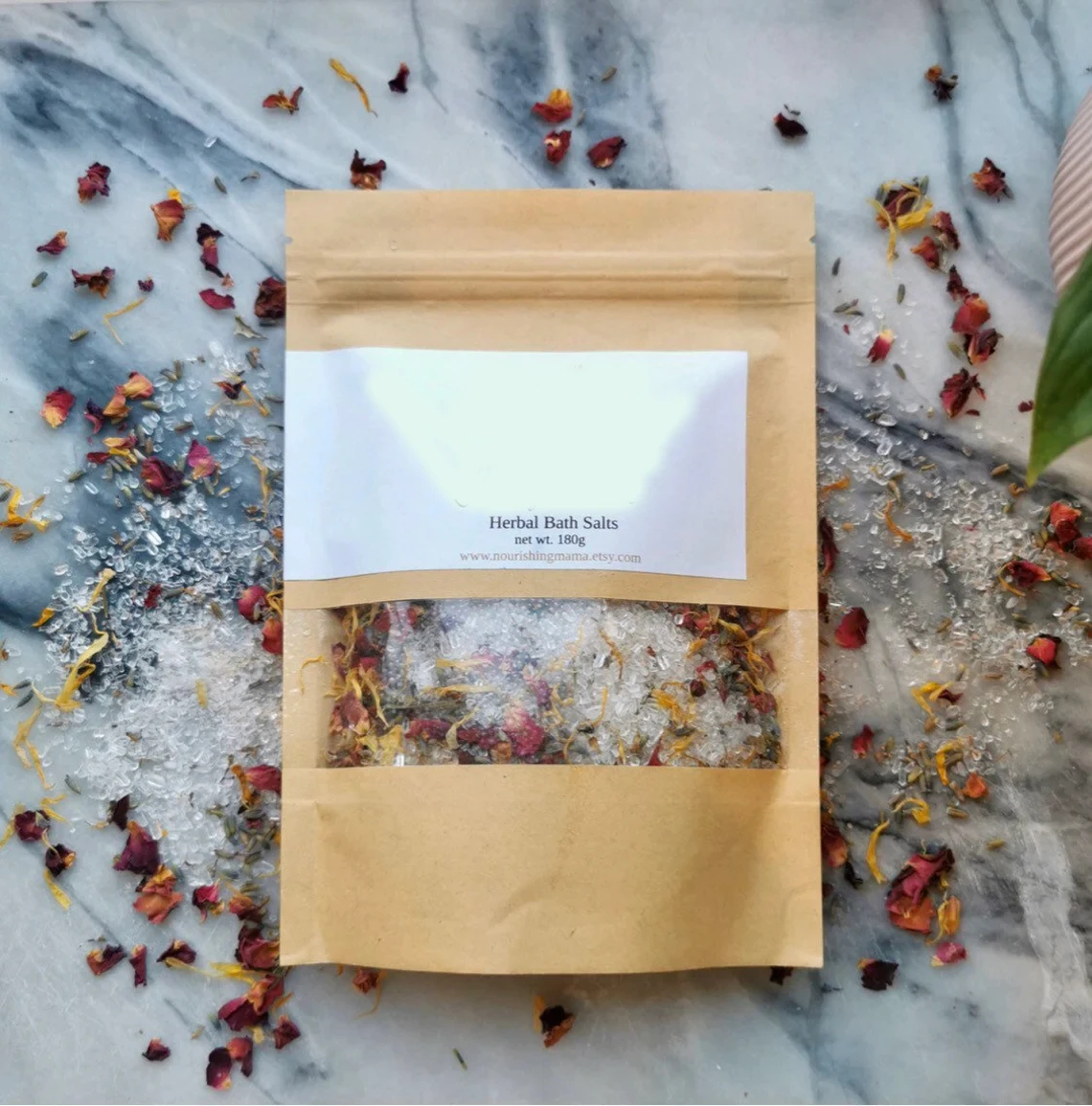 Customize Your Sea Salt Bath Packaging Bags Natural Scented Dead Sea bath Soak Salts With Flowers