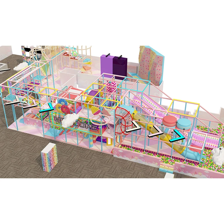 Candy theme kids amusement equipment game soft indoor play equipment kids large indoor playground with slide amusement park