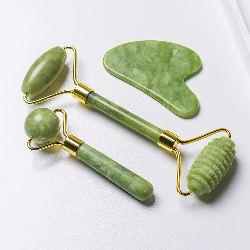 Jade Roller and Gua Sha Set Tool - 00% Real Natural Jade -Eye Treatment Products, Facial Roller for Skin, Eyes, Neck- Authentic