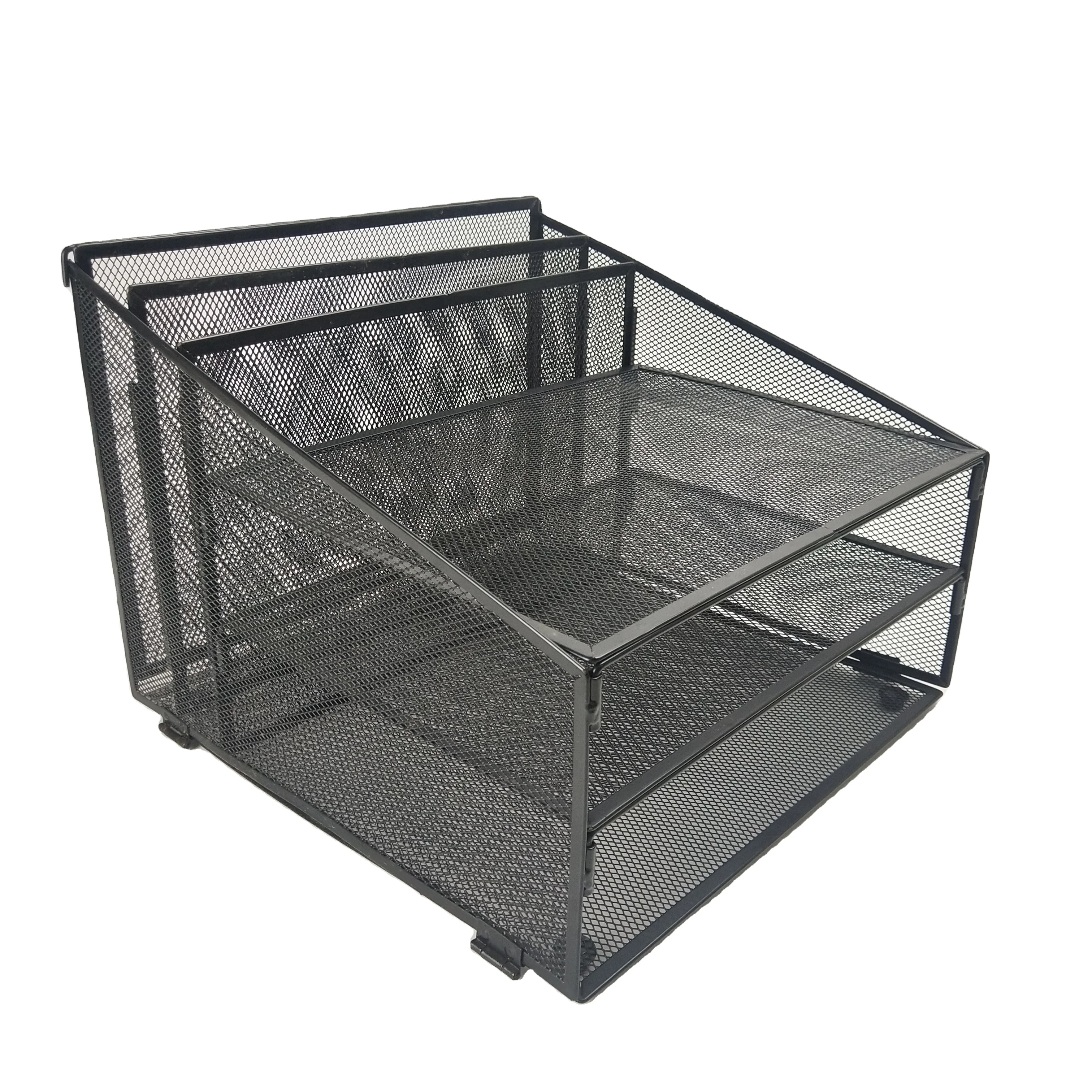 Настольные аксессуары, офисные принадлежности, металлические сетчатые держатели для хранения с 5 отделениями, стойка для файлов, настольный органайзер, держатель для документов