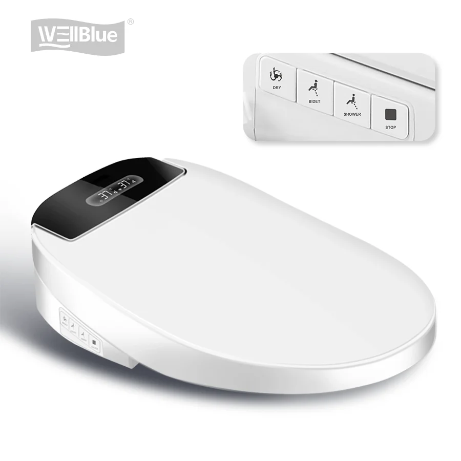 Wellblue wholesale smart electric toilet seat cover with heater warmer seat cover sprayer spray wc toilet with bidet