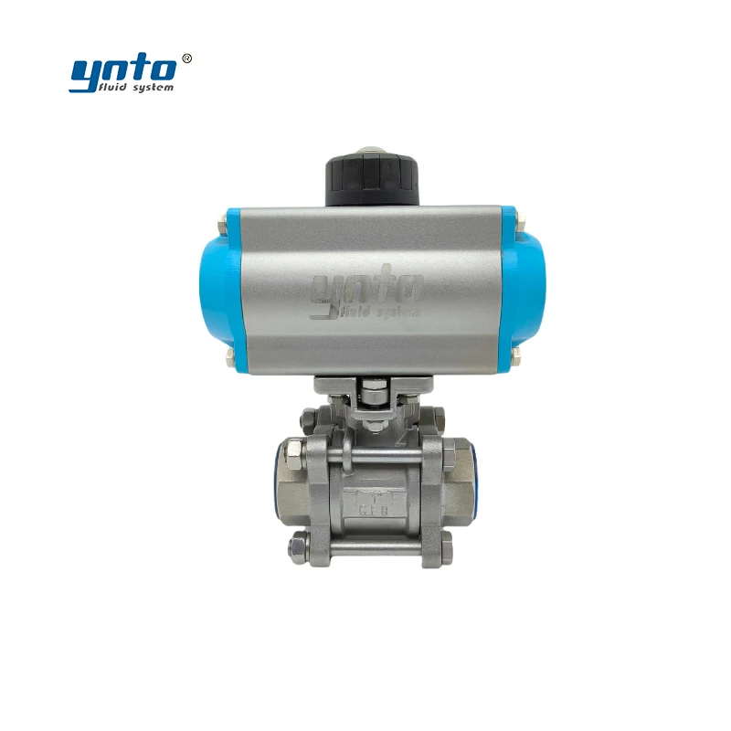 YNTO Custom 2 Way 2inch 3 Piece industrial ball Valve 304 316 Stainless Steel Water Flow Control  3pc Pneumatic Ball Valve