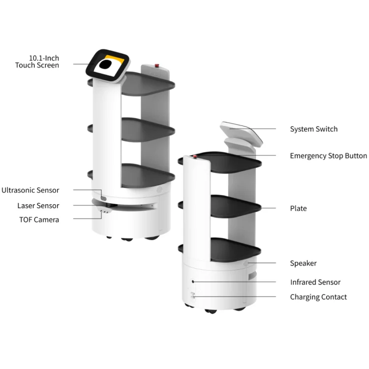 Autonomous Food Robot Support OEM Food Delivery Robot for Hospital Delivery Robot Waiter