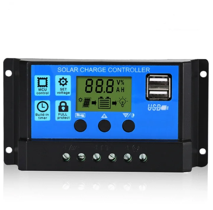 12V 24V 10A 20A 30A 40A 50A 60A PWM Auto Solar Charge Controller smart panel regulator solar controller with Dual USB 5V port
