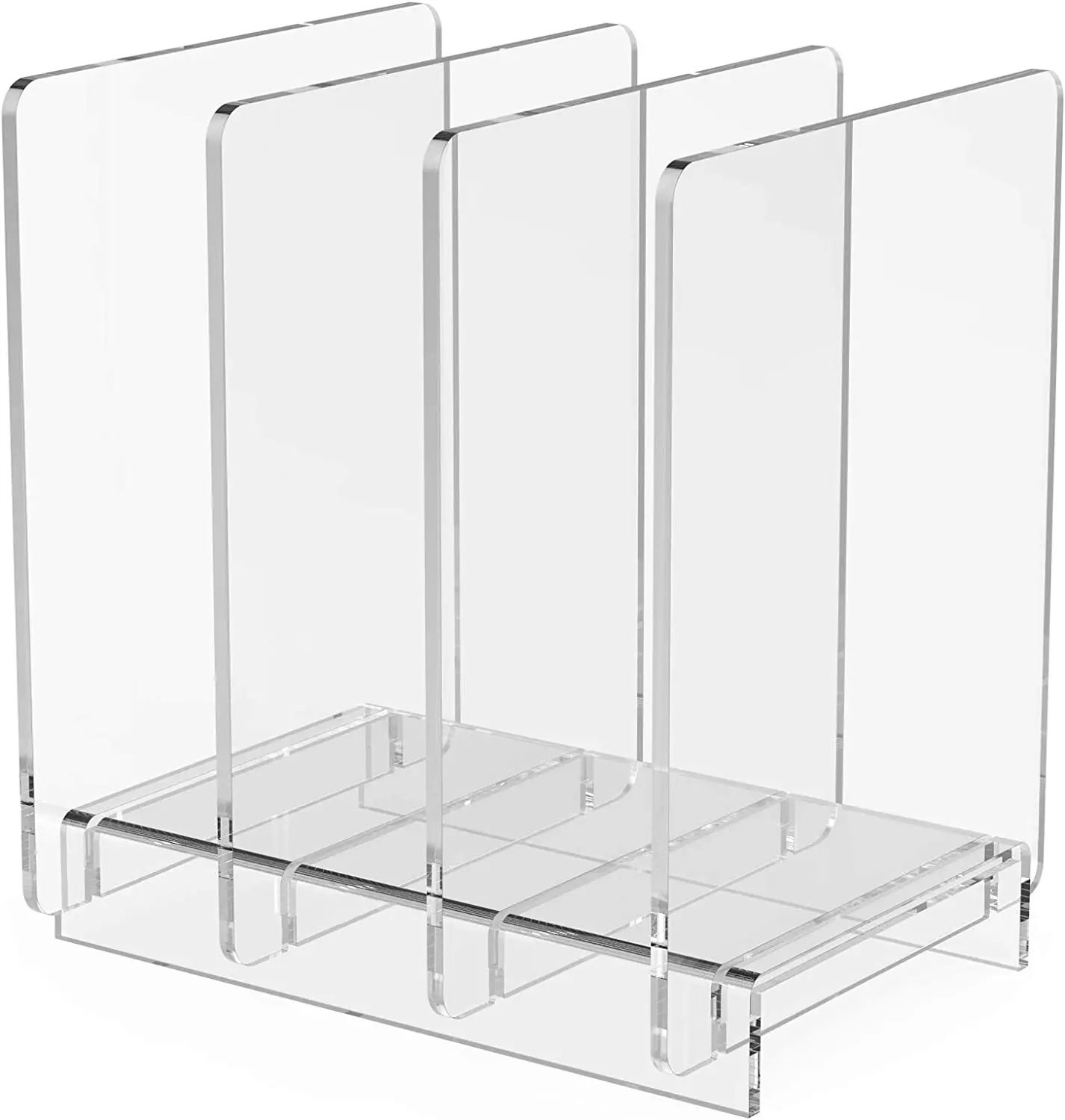 Clear Acrylic Magazine Rack File Organizer For Binder Books And Vinyl CD Record Storage Rack With Removable Dividers Home Office