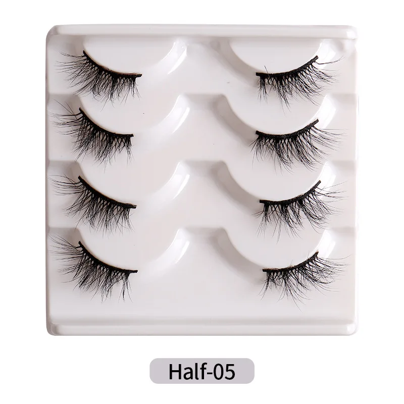 Wholesale 100% handmade elegant charm synthetic Fluffy Faux Mink half eyelashes full black strip Custom Own Brand