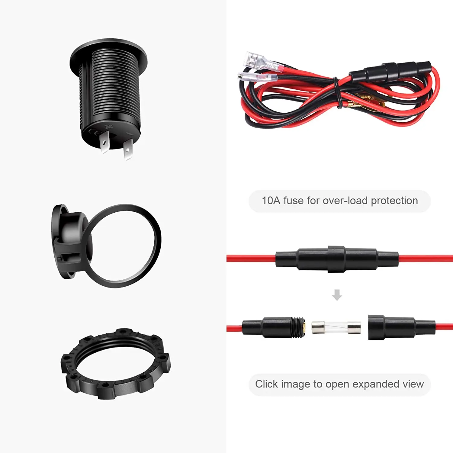 Cigarette Lighter Socket Car Marine Motorcycle ATV RV Lighter Socket Power Outlet Socket