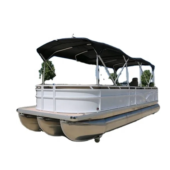 
 25ft LS алюминиевый Понтонный лодка, лодка для вечеринки для контейнерной нагрузки, тройная понтонная трубка, Одобрено CE  
