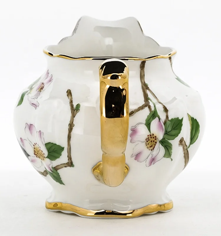 
New Bone gold rim luxury white tea sets with creamer sugar Jug 