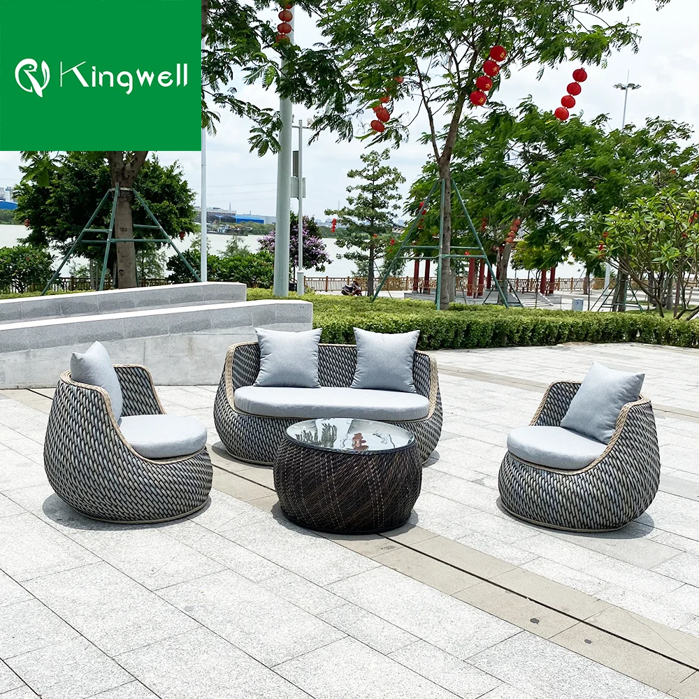 Factory direct high quality aluminum frame and rattan weaving outdoor furniture garden hotel sofa set
