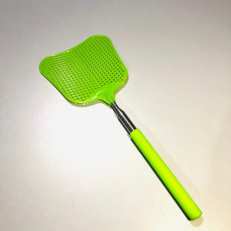 74cm Retractable Manual Plastic Fly Swatter Telescopic Fly Swatters with Long Stainless Steel Pole