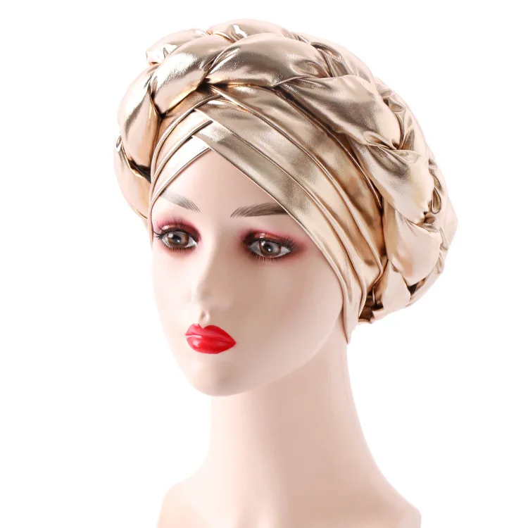 Polyester Headtie African Hat Head Wraps Turban Hijab  Wedding Aso Oke Headtie Muslim  Auto Gele Nigerian Hat Headwrap For Party