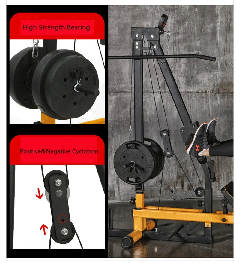 45 Degree Leg Press Machine Multifunctional Workout Station Home Gym with Pulley for Leg and Upper Body Strength Training