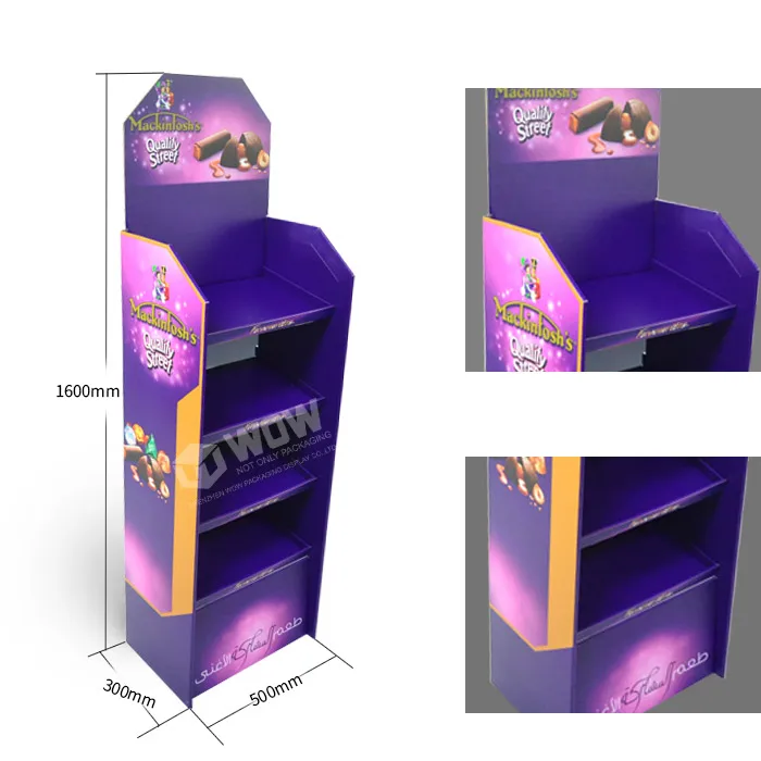 Point of Sale Printers Customized Cardboard Corrugated Free Standing Chocolate Bar POS Display Stands