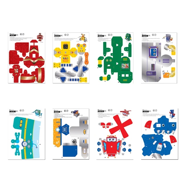 Children Juguete Preschool Educational game learning crafts DIY creative art 3D Robot paper model origami toy