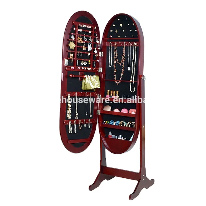 Full length oval shape vintage wooden mirror