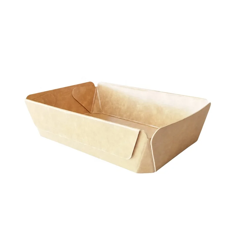 Durable Multi Layer Brown Kraft Paper Food Tray for Chips Hot Dog Snacks Leak Proof Paper Food Boat Fries Fast Food Trays