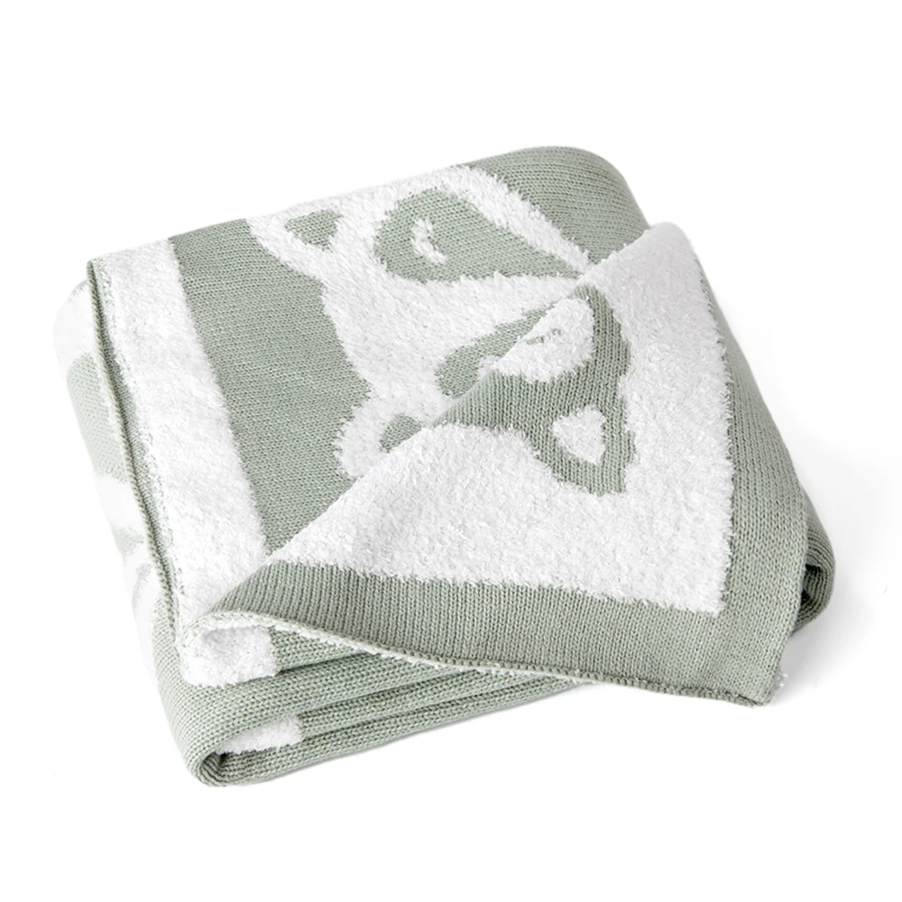 Baby Cotton Knitted Blankets Custom Woven Blanket Own Design Double Sided Blanket