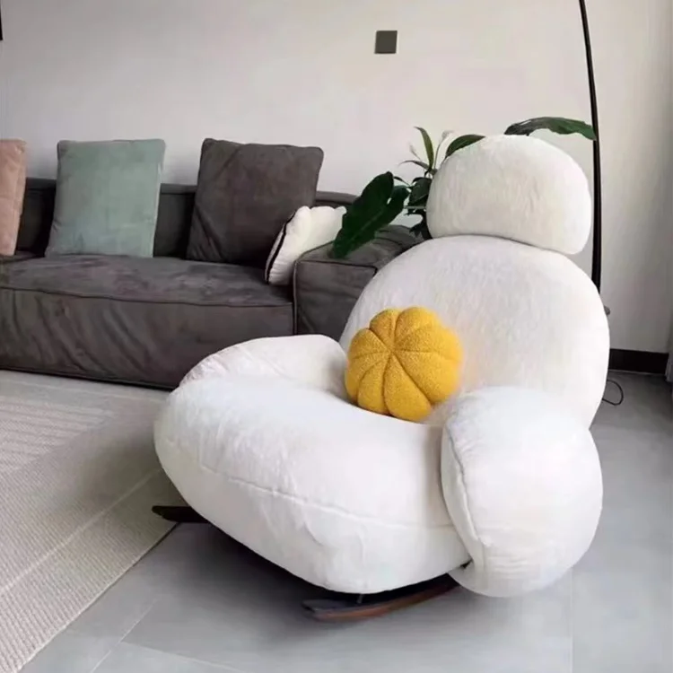 White Teddy Velvet Chairs Accent Chair Modern Rocking Chair Sofa For Home