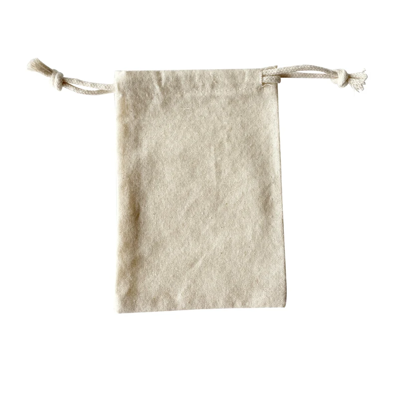 Custom Printed LOGO 5x7 Inches Natural Drawstring Cotton Bangle Pouches