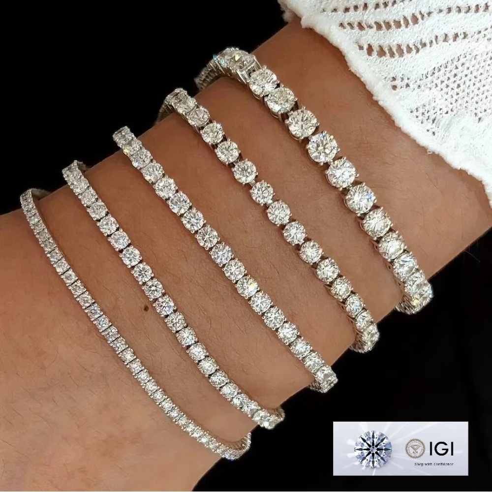 IGI  CVD Lab Grown diamond Pure Solid 18K VVS1 lab grown diamond GIA Certified Lab Grown Diamond Tennis Bracelet