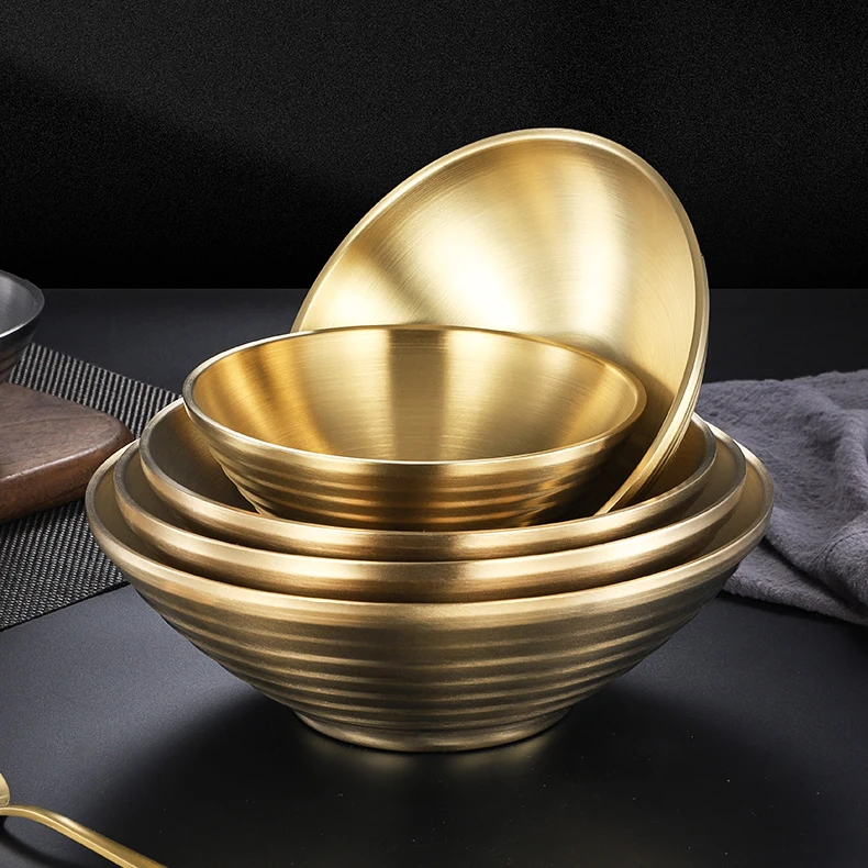 SS304 миска из нержавеющей стали с двойными стенками для лапши