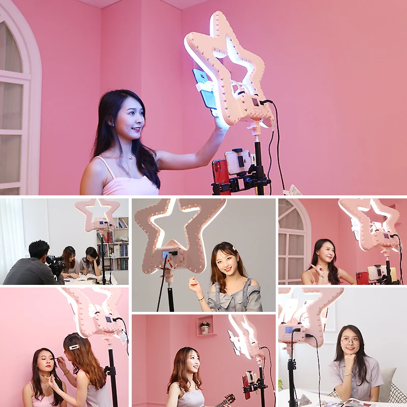 RK52 star selfie ring light for photographic camera accessories RGB led ring light 18inch diameter with tripod stand