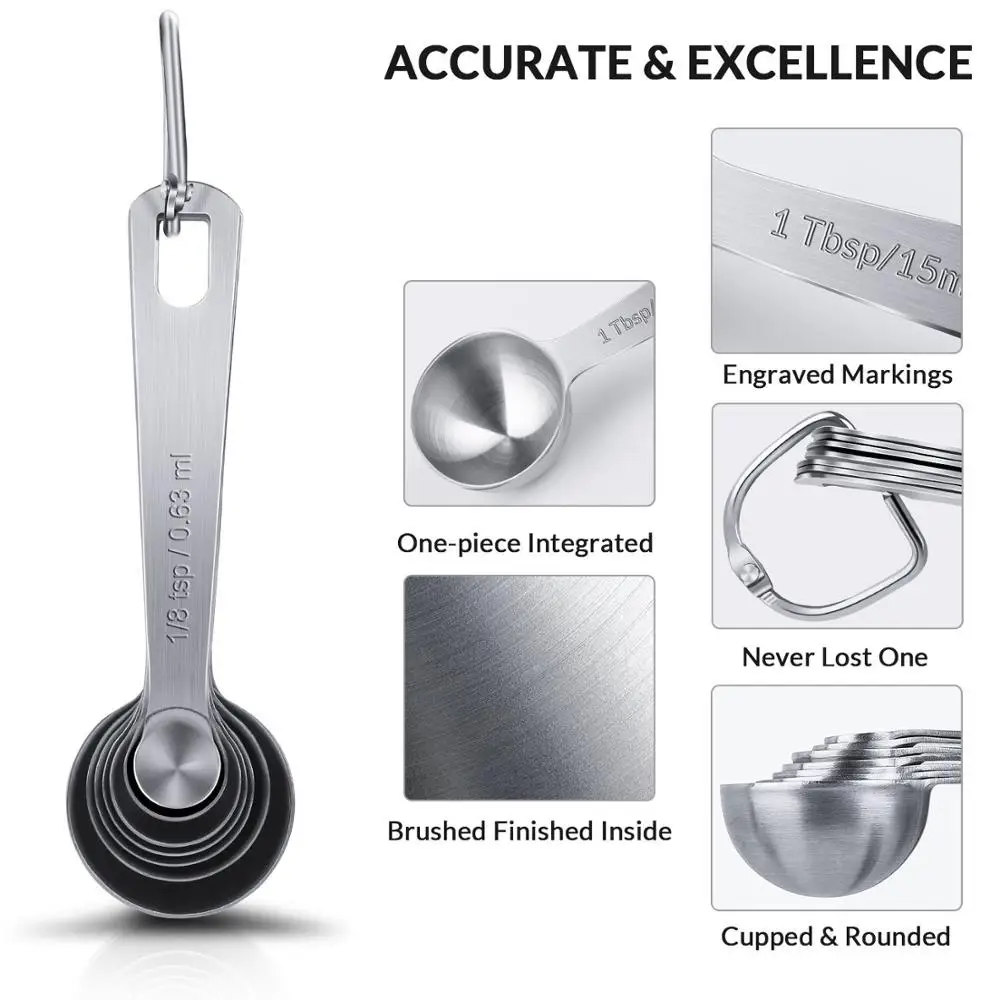 Кухонная ложка из нержавеющей стали для кофе и сахара, мерные ложки, чайные чашки