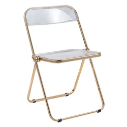 Dining room furniture modern plastic modern clear transparent folding metal frame dining chair stackable patio dining chairs
