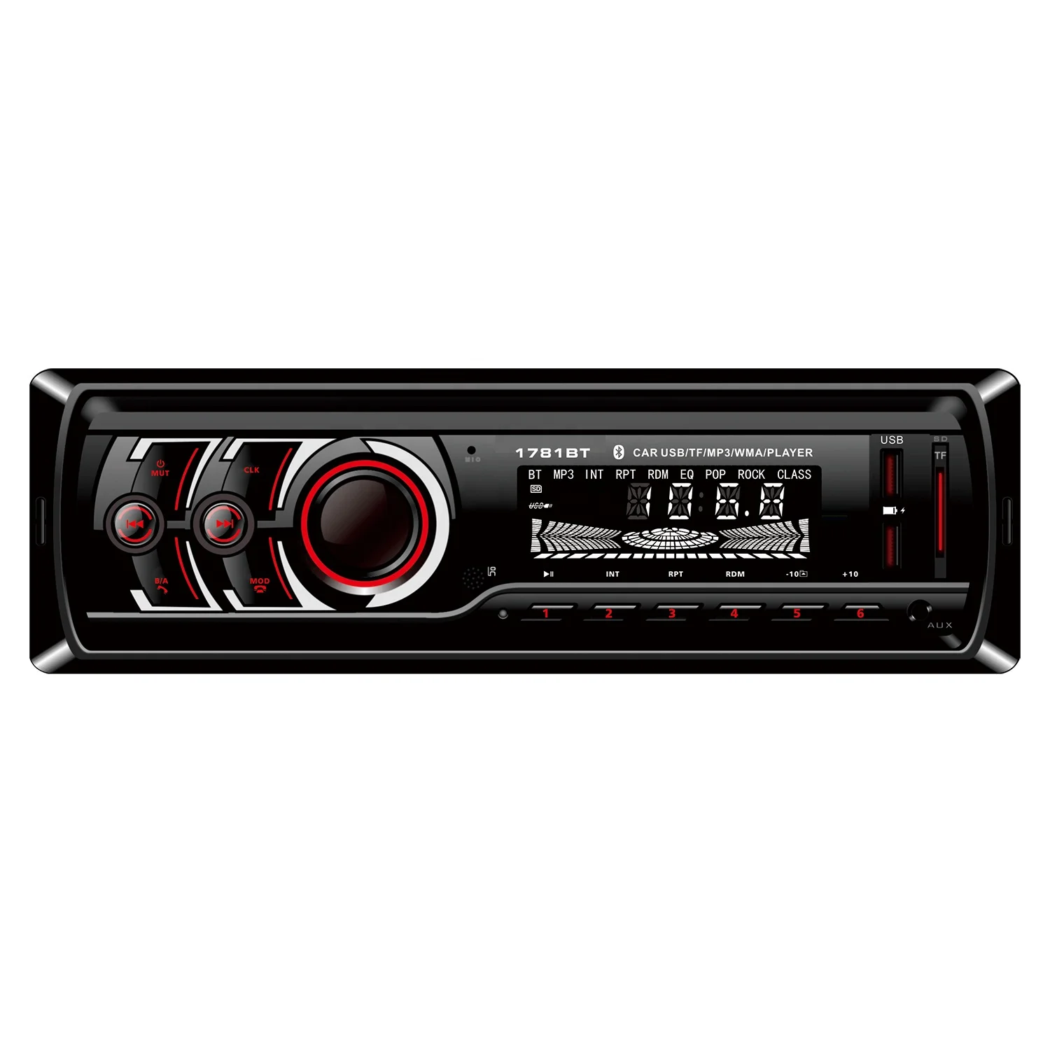 1 Din Universal Car MP3 Player Bluetooth with Aux-in FM Receiver SD LCD Display USB Connection Tuner Charger Combination