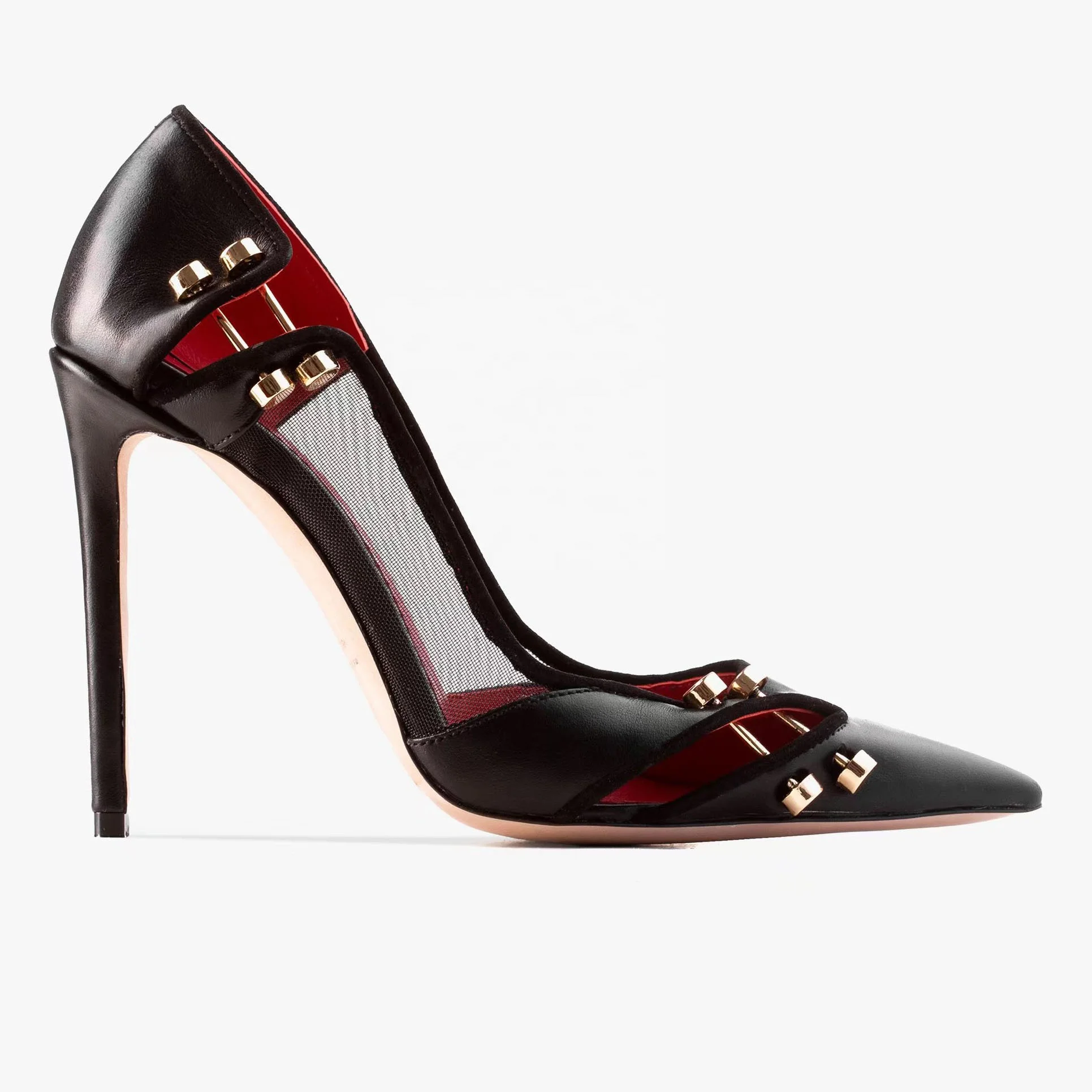 CUSTOM Party High Heels ANMAIRON 2023 New Arrival Black Leather Pointed Toe Rivet Dress Shoes High Quality Spring Womens Pumps