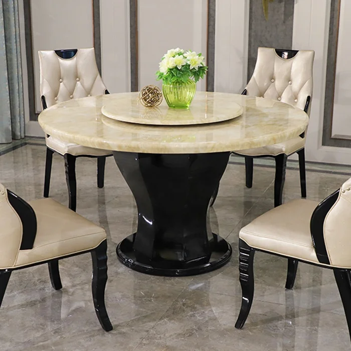 Comedor Luxury Dining Room Furniture Set Classic Round Marble Dinning Table For Restaurant Antique Dining Tables