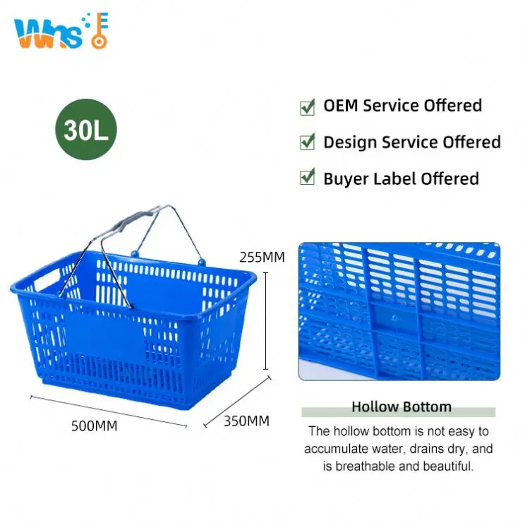 Hot sale eco-friendly mini 10L supermarket grocery 2 handles PP plastic shopping basket
